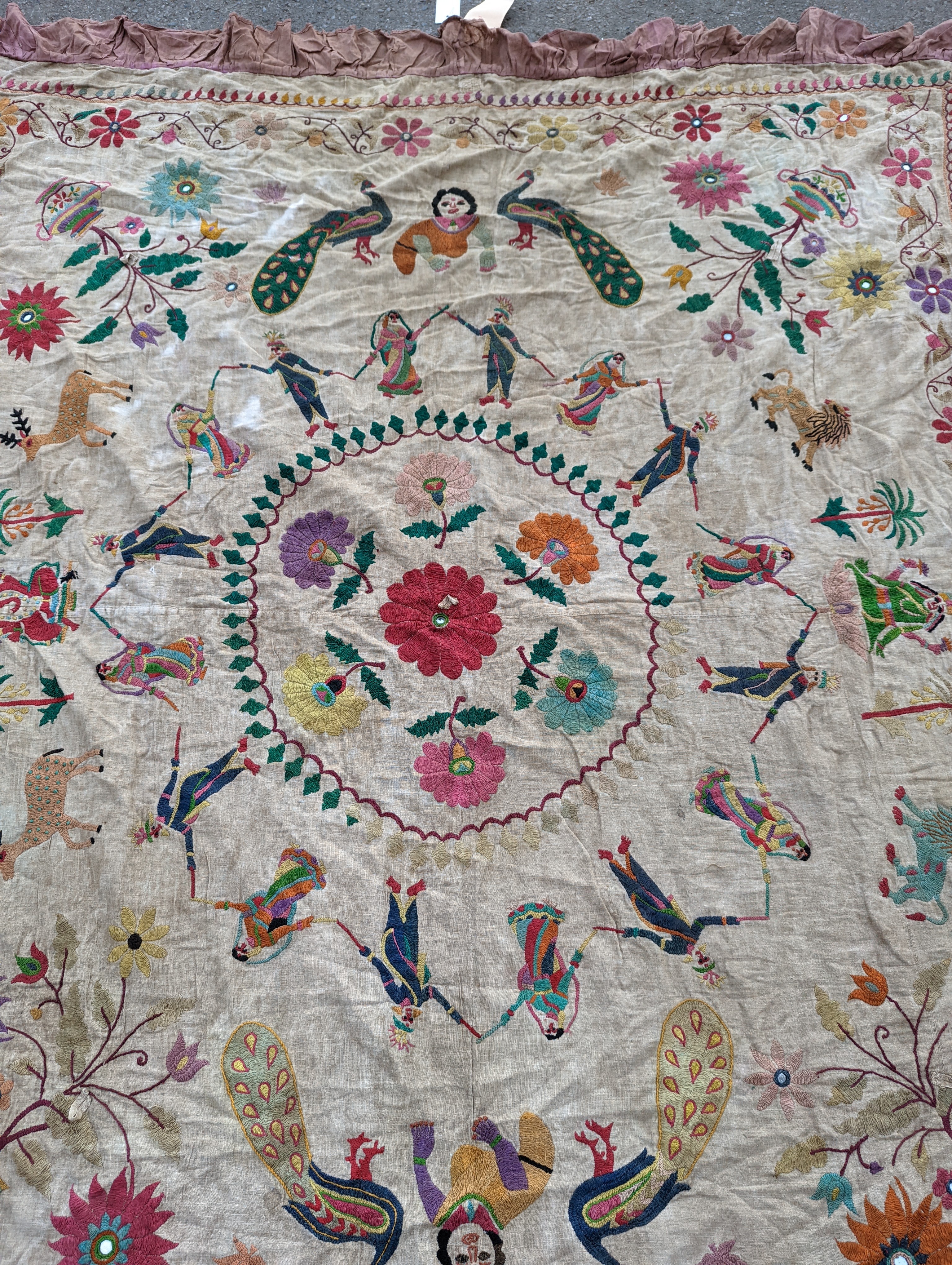 An Indian embroidered panel, 160 x 180cm